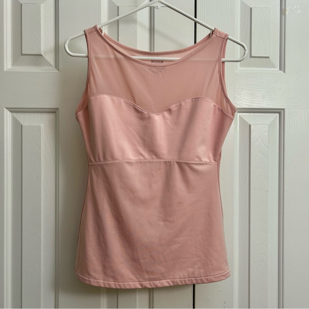 Spanx Hide & Sleek Mesh Inset Smoother Tank Light Pink Sz Large